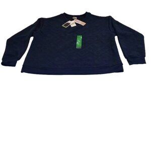 Como Vintage Women's Geometric Sweater Top Color Peacoat Dark Blue Size L NWT